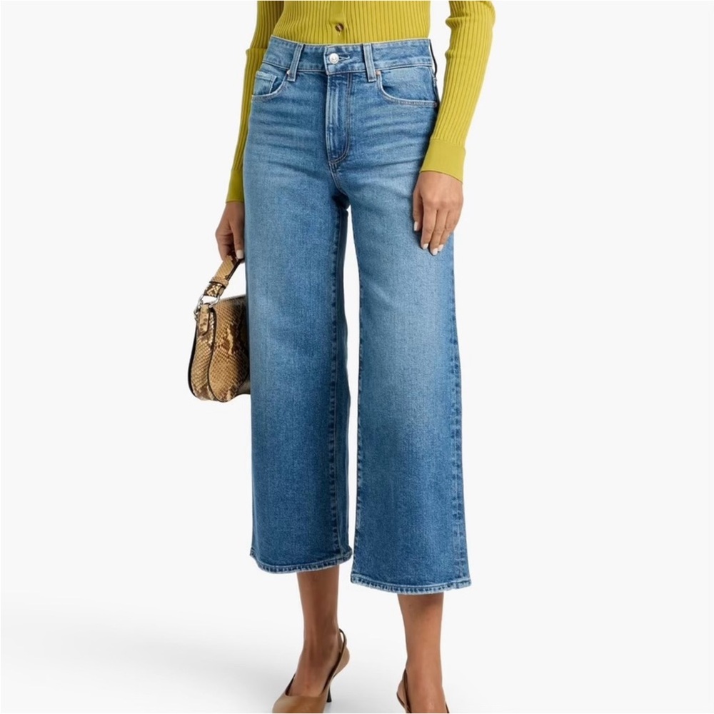🌟NWTs🌟PAIGE Sasha Cropped Wide Leg Straight Blue Jeans